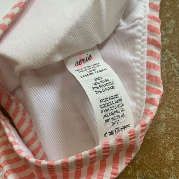 NEW XL Aerie Striped Ruffle Bikini Swim Top Pink White Extra Large - Picture 5 of 7